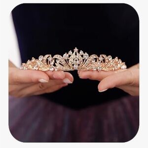 Elegant Gold Costume Tiara with Crystals.